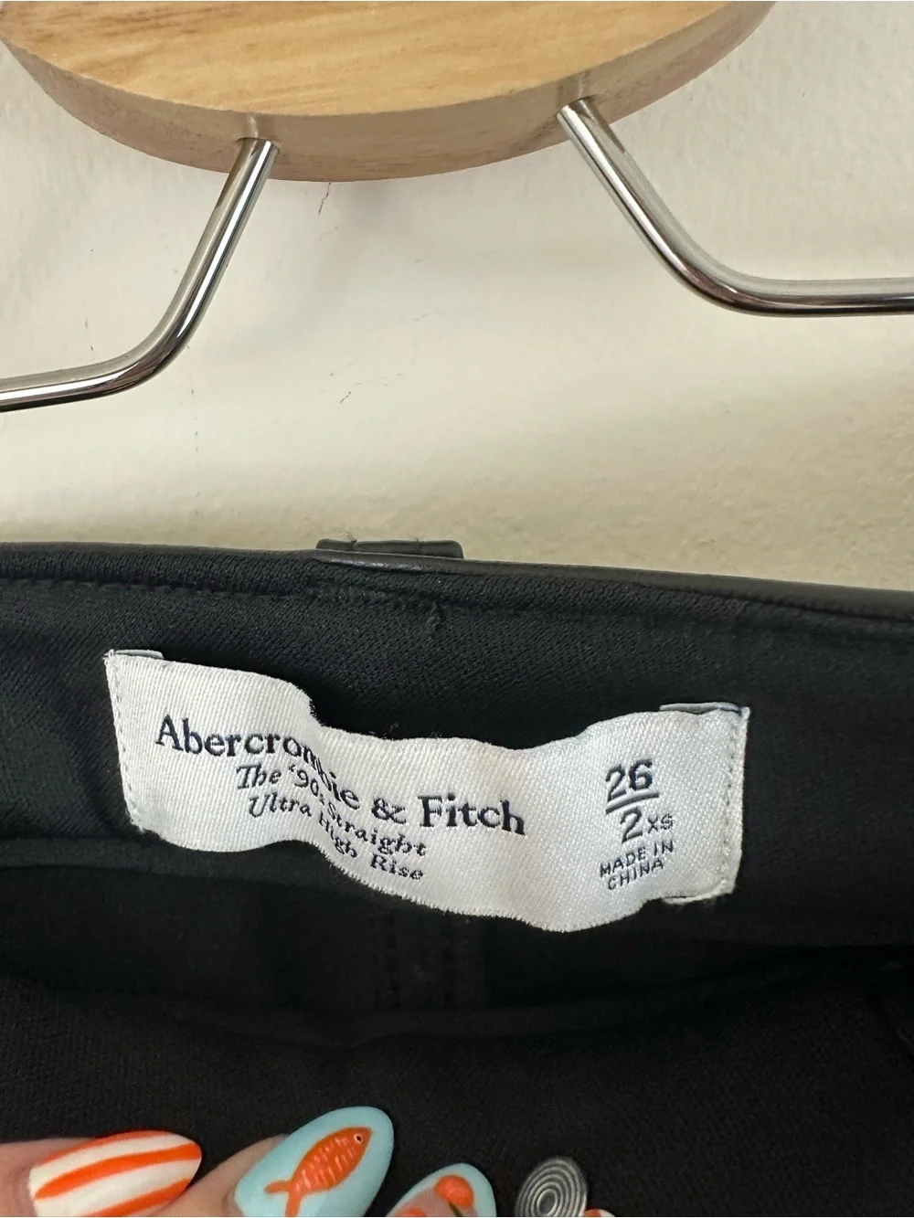 Abercrombie & Fitch Black Faux Leather 90s Straight Leg High Rise Pants Size 2XS